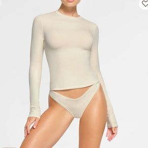 NWT SKIMS Cotton Jersey Long Sleeved T-Shirt - Bone